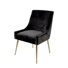 ARMCHAIR CHRIS GREY VELVET GOLD LEG - CHAIRS, STOOLS